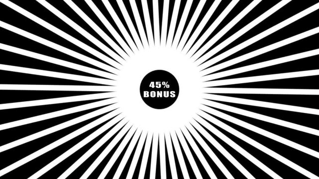 BONUS Comic retro background. Sunburst, radial, sunlight, 45%,BONUS ,circus, stripe background rotation Fantastic tunnel, .Abstract tunnel .Wallpaper with black and white shapes..