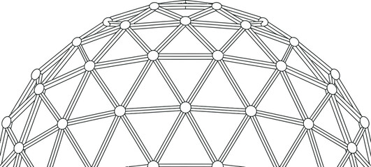Geometric dome structure, geodesic pattern, metal framework, architectural design element © yamin678