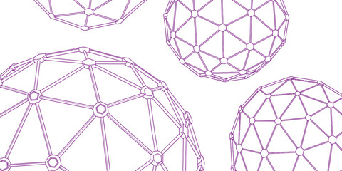 Geometric shapes, purple wireframe domes, 3D models, futuristic structures, abstract designs © yamin678