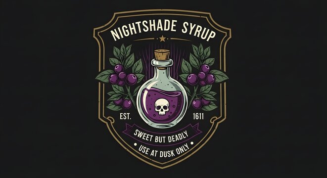 Nightshade syrup vintage style poison bottle label design