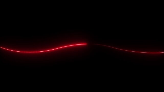 Straight neon line icon animation. Glowing neon red color line icon animation on , Fist speed Horizontal neon line animation moving from right to left on black screen.4k motion video.