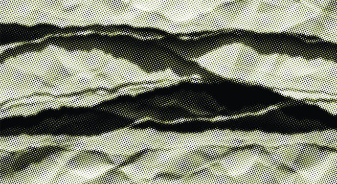 Halftone a closeup view of a green and black fabric with a unique wavy pattern