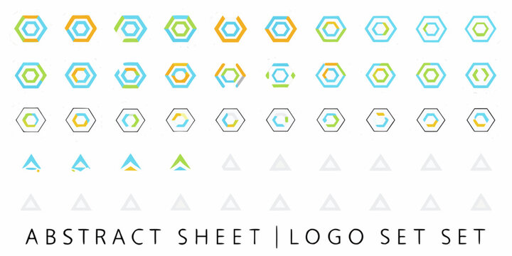 abstract hexagon logo designs on white background geometric shapes pattern icons symbols