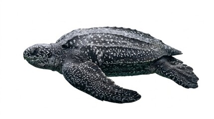Fototapeta premium Leatherback Sea Turtle (Dermochelys coriacea) Swimming Isolated on White Background - Marine Life and Conservation Concept