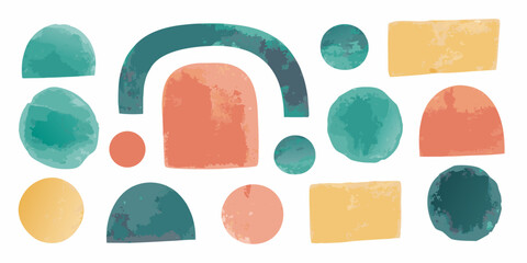Fototapeta premium collection of hand painted watercolor blobs on white background abstract shapes colorful
