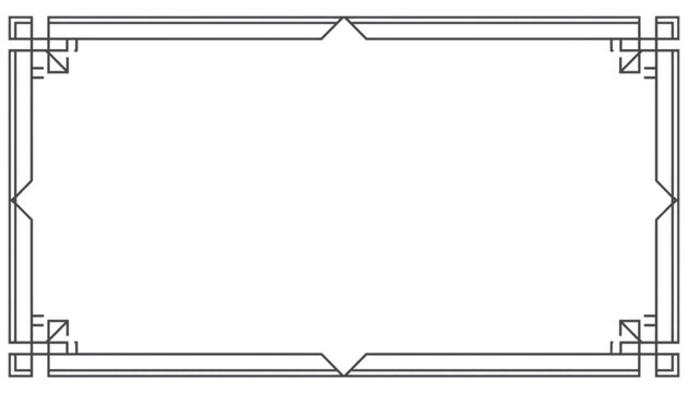 Geometric border showcases precise architectural lines creating a modern rectangular framing element.