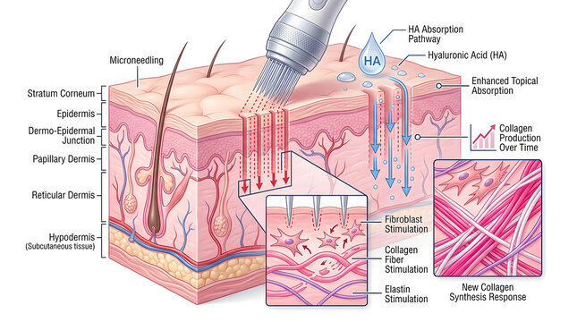 Detailed microneedling skin rejuvenation process diagram