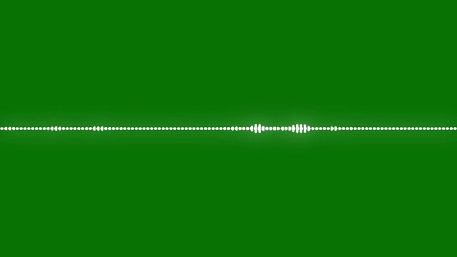 White audio waveform spectrum animation on a transparent green background, Sound waves with alpha channel. Loop audio visualiser. Music equaliser. 4k animation