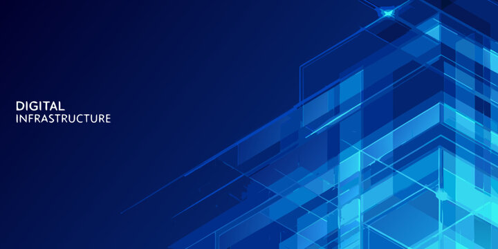 digital infrastructure abstract blue vector illustration technology building architecture geometric pattern modern