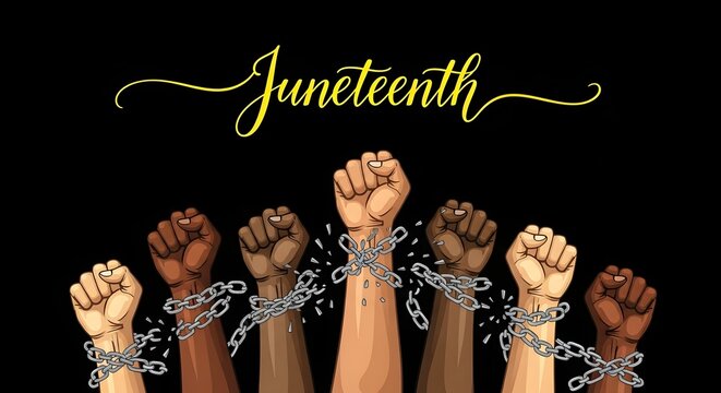 Juneteenth Celebration Fists Breaking Free from Chains