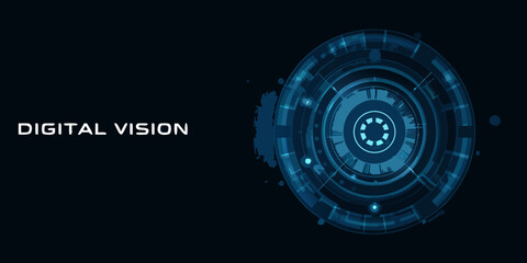 digital vision futuristic circular interface on dark background design technology science fiction © Sudhakar