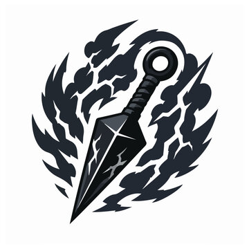 black kunai ninja weapon flat vector emblem design