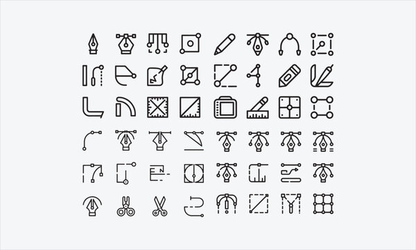 Icon set for gadgets that allow line editing (not outlined) vector illustration