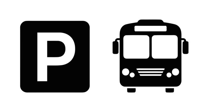 Vector illustration of bus parking sign icon on a transparent background