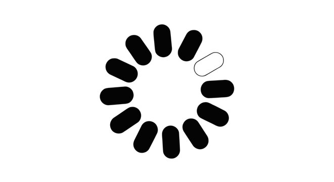 Vector illustration of loading icon with a circular progress indicator on a transparent background