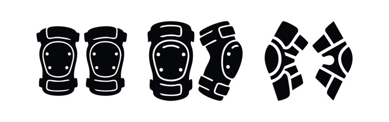 Collection of three protective knee and elbow pad icons © Lili