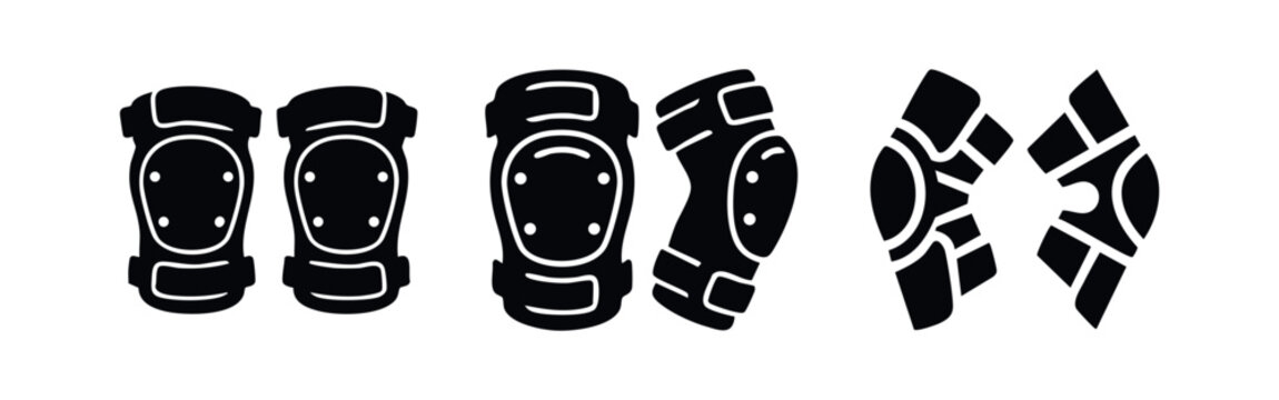 Collection of three protective knee and elbow pad icons