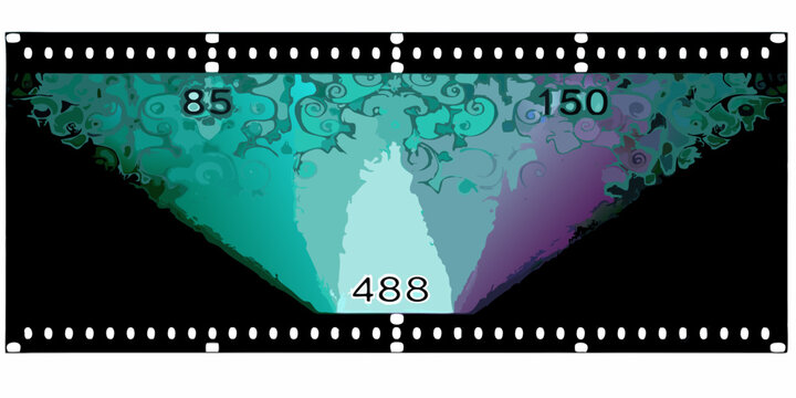 film strip with abstract patterns and numbers cinematic 35mm frame perforation graphic