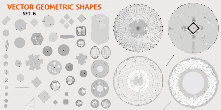 vector geometric shapes collection on white background wireframe polygonal circle square triangle