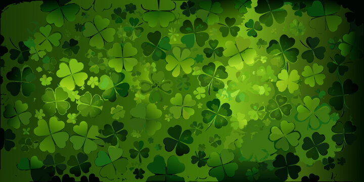 repeating clover pattern on gradient green background leaf nature symbol luck irish