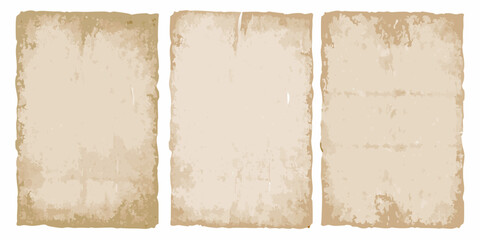 Fototapeta premium three aged paper sheets in warm beige tones with subtle texture vintage
