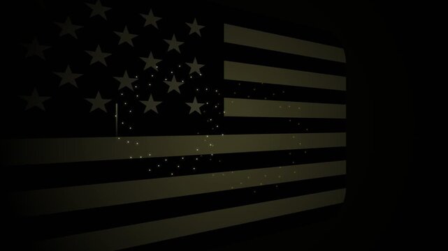 An artistic and compelling vision of national identity, with a subtly illuminated flag emerging from dark depths, capturing the contemplative essence of 4th of july