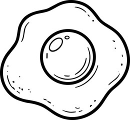 Hand-drawn illustration of a fried egg, simple line art, breakfast food icon © Alvina