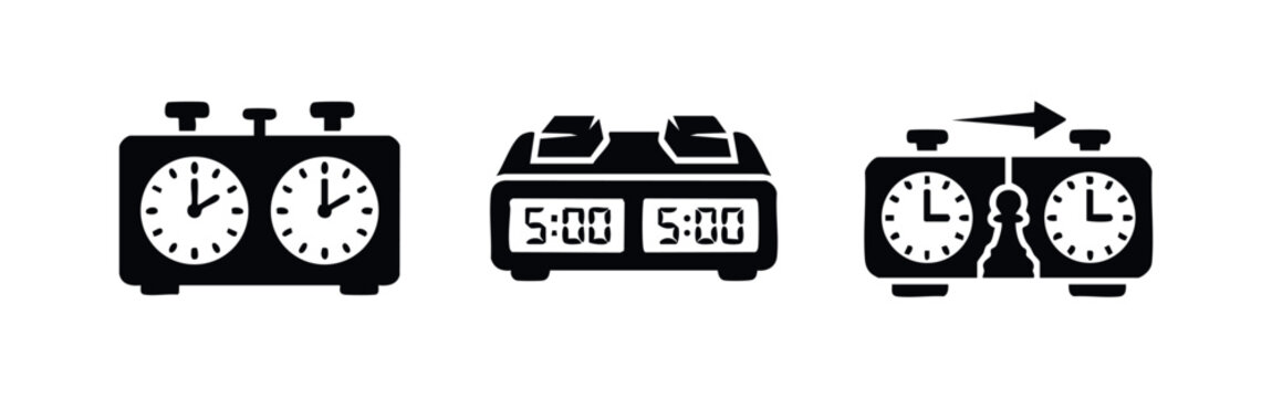 Chess clock icons for game timing