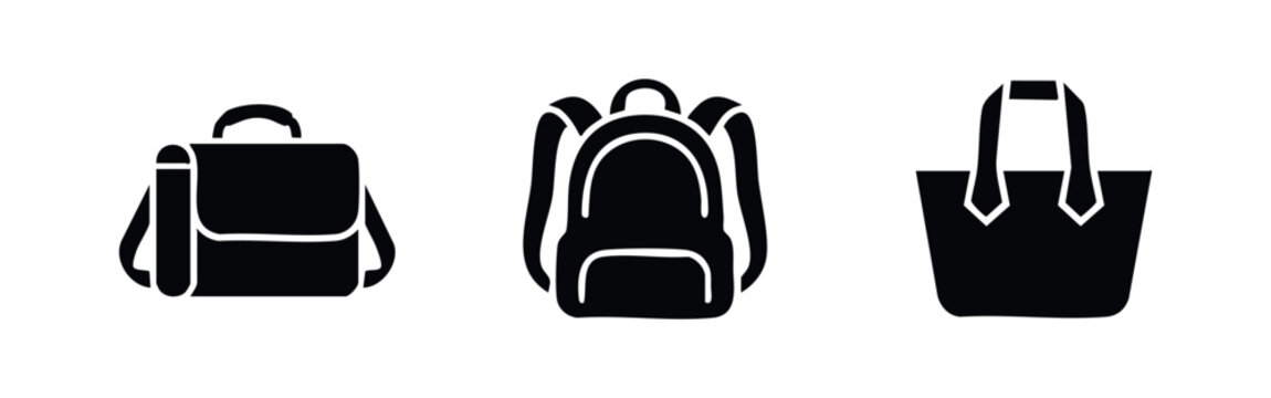 Bag icons: satchel, backpack, and tote