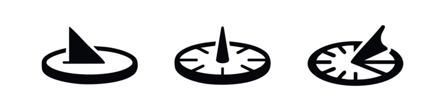 Compass Icons: Sundial, Compass Dial, and Directional Compass