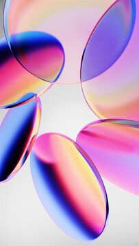 Colorful transparent glass plates with light dispersion effect soft background