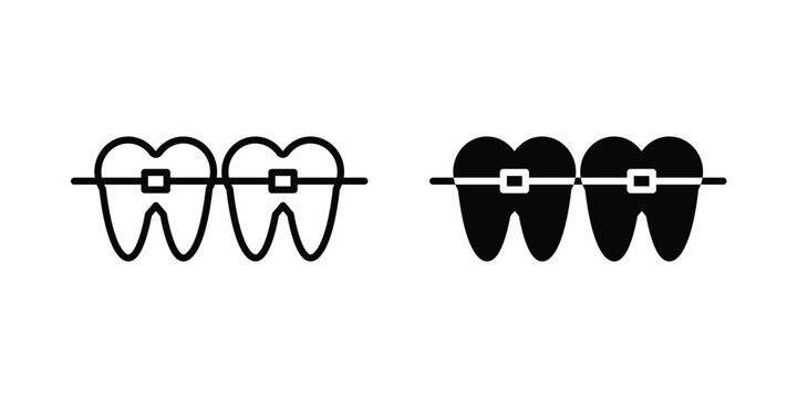 Teeth with braces icon and symbol series vector illustration