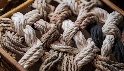 Fototapeta premium Detailed Crafting Of Knots And Anchoring Techniques In Tapestry