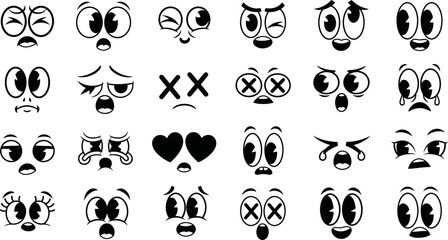 A set of  hand drawn various cartoon faces with different emotions and expressions. © Jawad