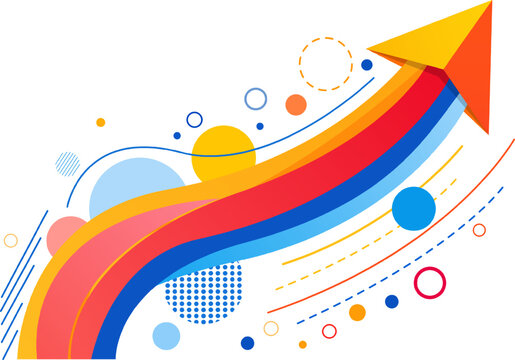 Colorful abstract arrow pointing up for business growth and success