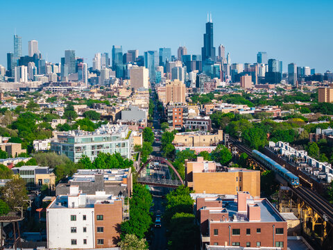 Drone Photo of Chicago's Wicker Park Neighborhood