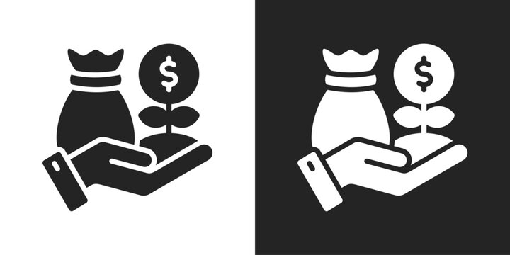 Funding Icon In Black And White Glyph Style
