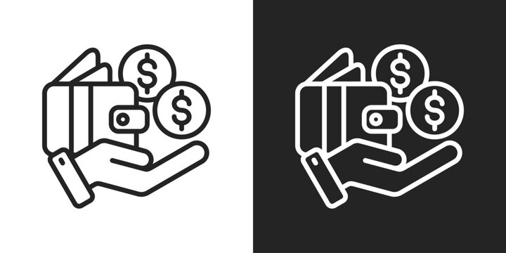 Paying Icon In Black And White Line Style