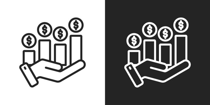Revenue Icon In Black And White Line Style