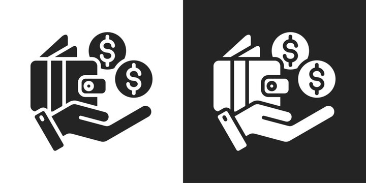 Paying Icon In Black And White Glyph Style