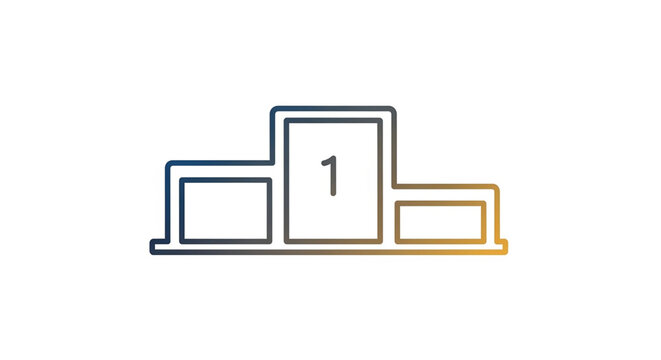 A minimal vector illustration of a first-place podium with a number one in the center.