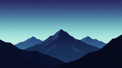 Fototapeta premium Layered mountain silhouettes at dusk with gradient sky