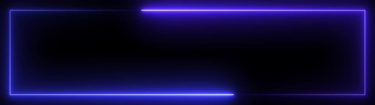Minimal Animated Background Loop for YouTube and Presentations, Ultra Wide 32:9 Rectangle Picture Frame with Deep Blue Color, Isolated Black Background, Dual Monitor 4K Video Overlay