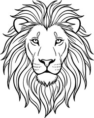 Obraz premium Majestic Lion Head Illustration - Bold Outline Drawing of a Powerful King of the Jungle