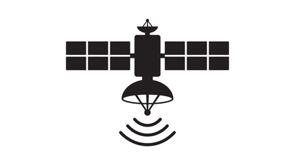 satellite with solar panels silhouette spacecraft orbiting © Md