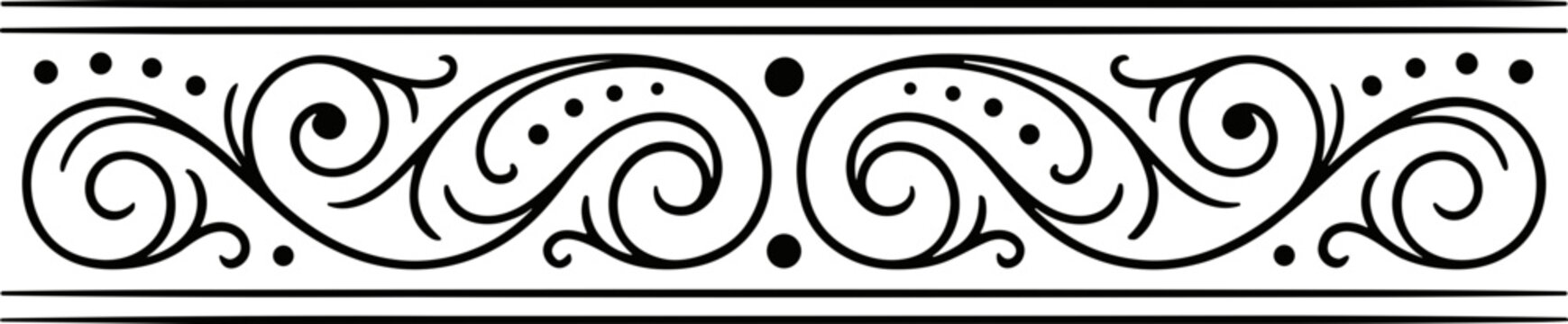Elegant Black Scroll Border Design with Dots