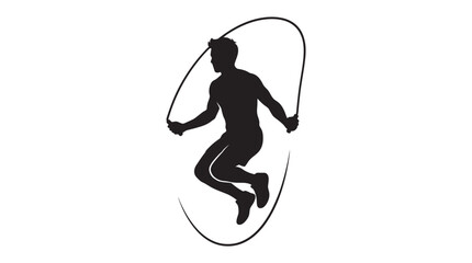 man jumping rope silhouette black white background © Md