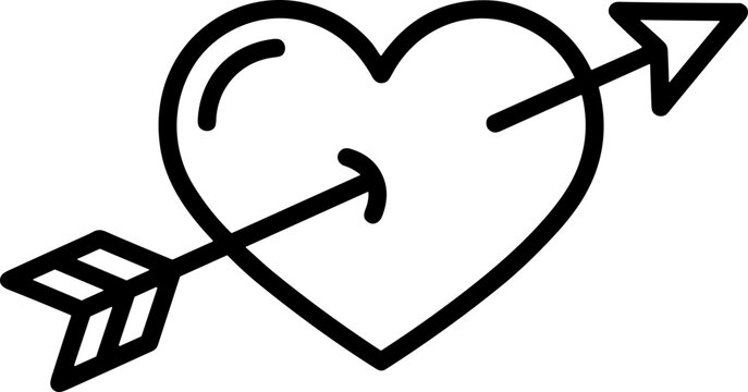 Cupid Arrow Through Heart Icon - Love Symbol Outline