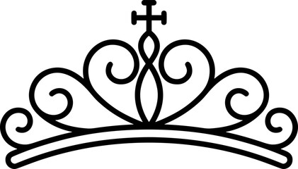Elegant Black Tiara Silhouette with Cross Accent - Royalty Symbol © Sugar