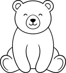 Fototapeta premium Cute cartoon polar bear, simple line drawing, isolated on white background